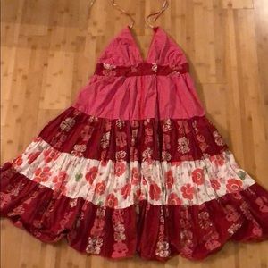 Handmade red summer halter dress